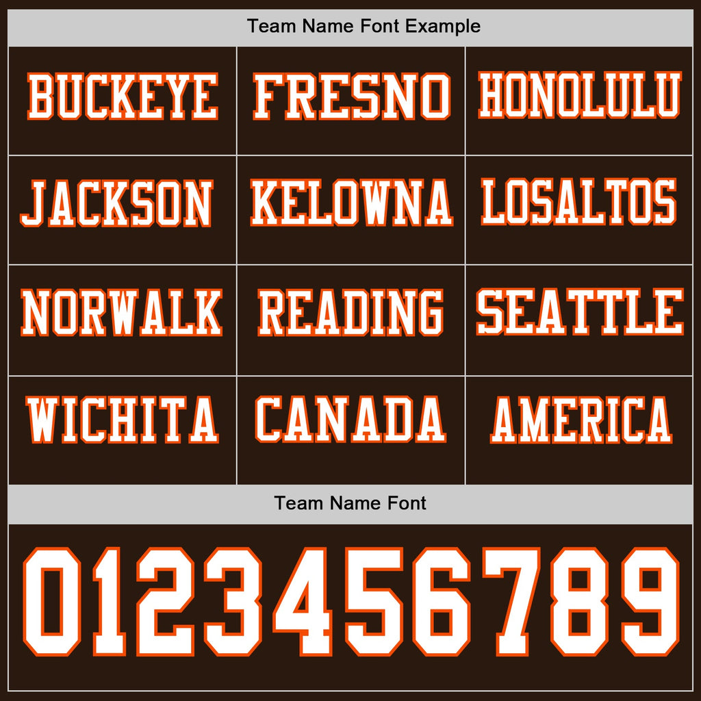 Custom Brwon White-Orange Long Sleeve Authentic Football Jersey