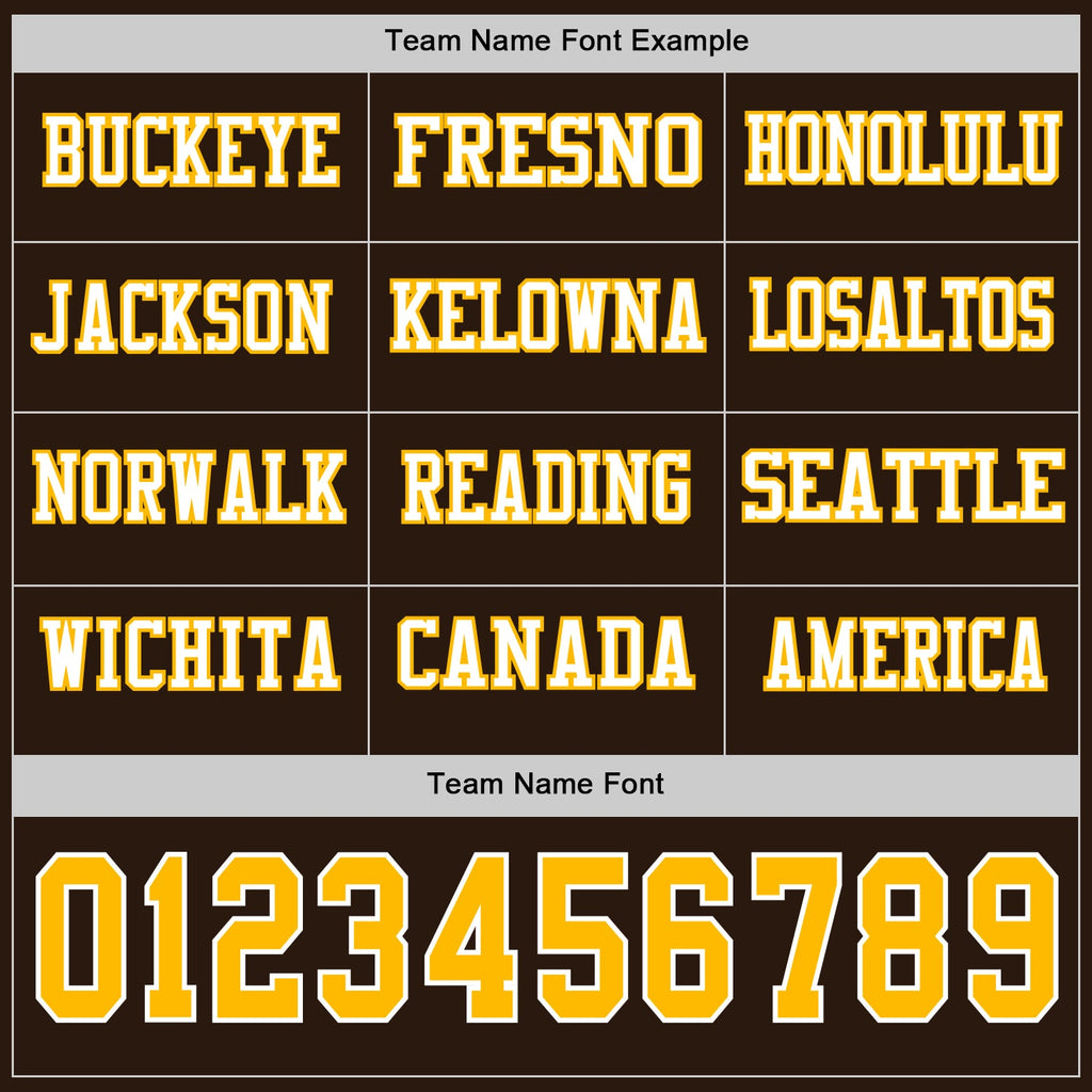 Custom Brwon Gold-White Long Sleeve Authentic Football Jersey