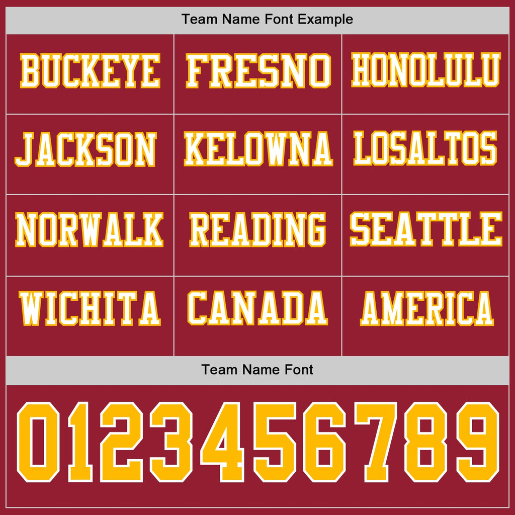 Custom Cardinal Gold-White Long Sleeve Authentic Football Jersey