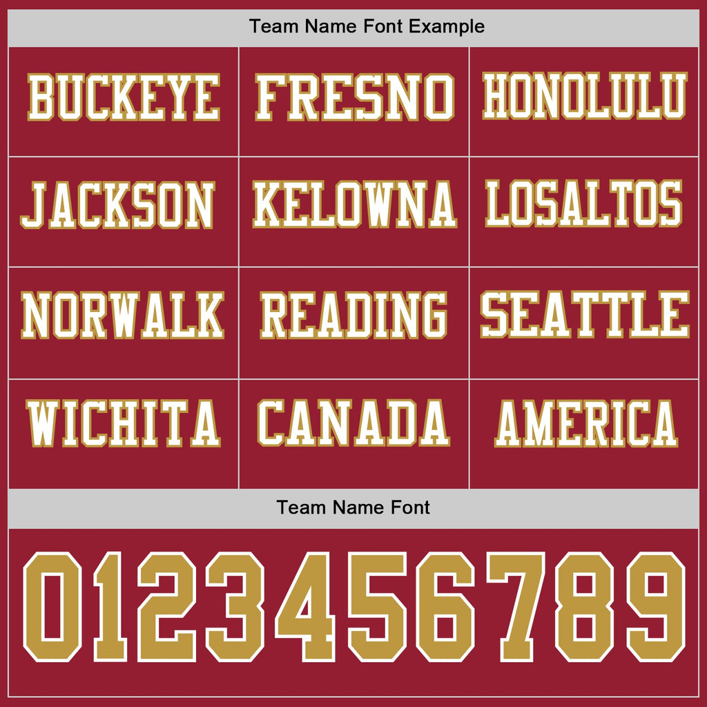 Custom Cardinal Old Gold-White Long Sleeve Authentic Football Jersey