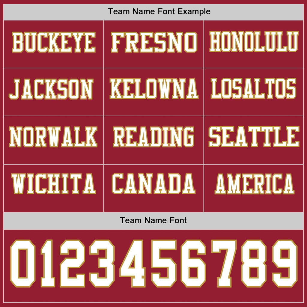 Custom Cardinal White-Old Gold Long Sleeve Authentic Football Jersey