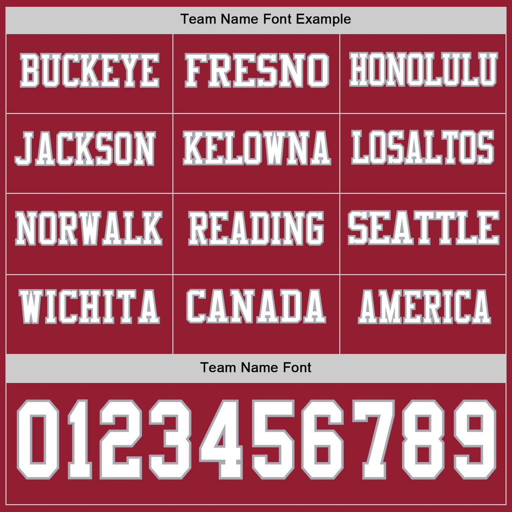 Custom Cardinal White-Gray Long Sleeve Authentic Football Jersey
