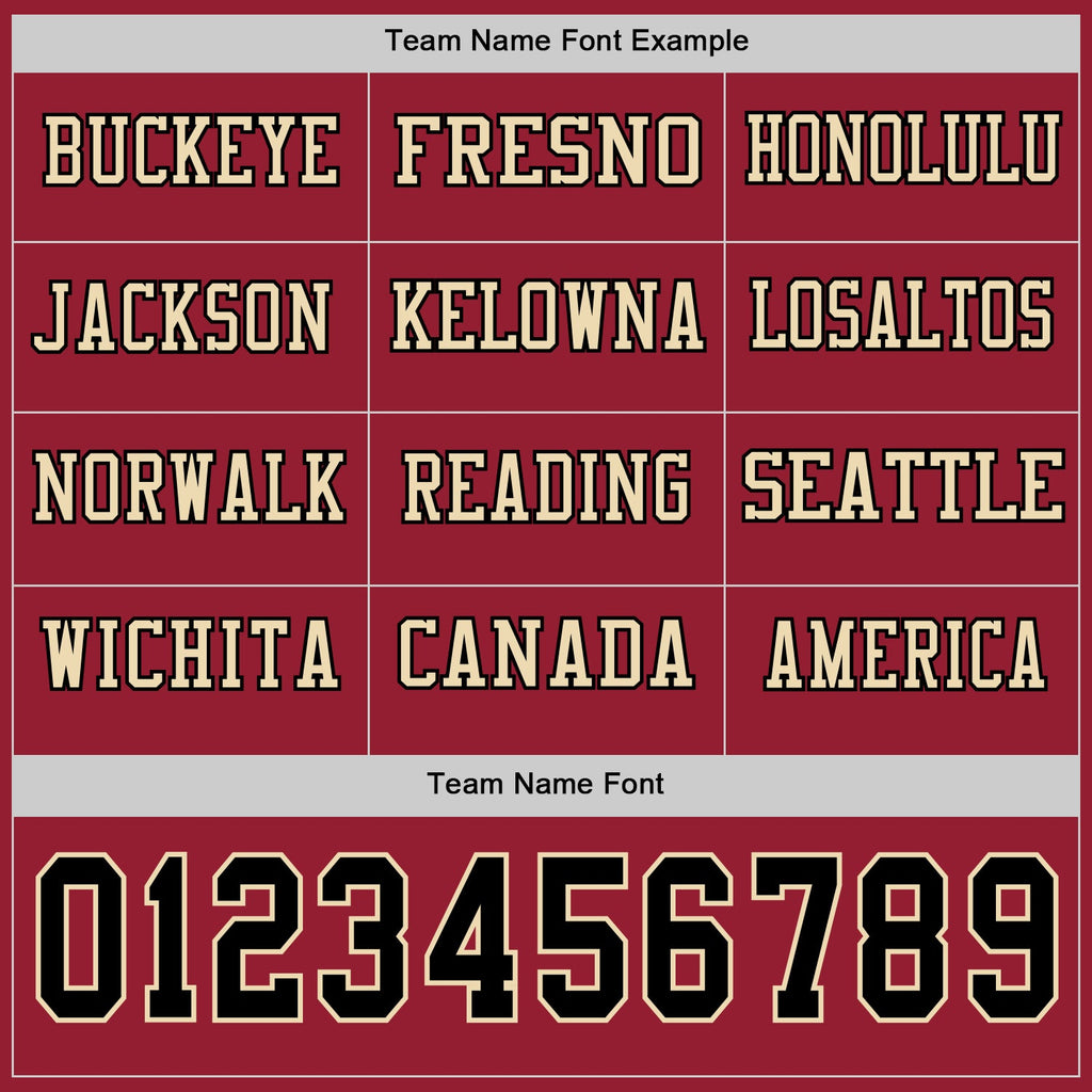 Custom Cardinal Black-Cream Long Sleeve Authentic Football Jersey
