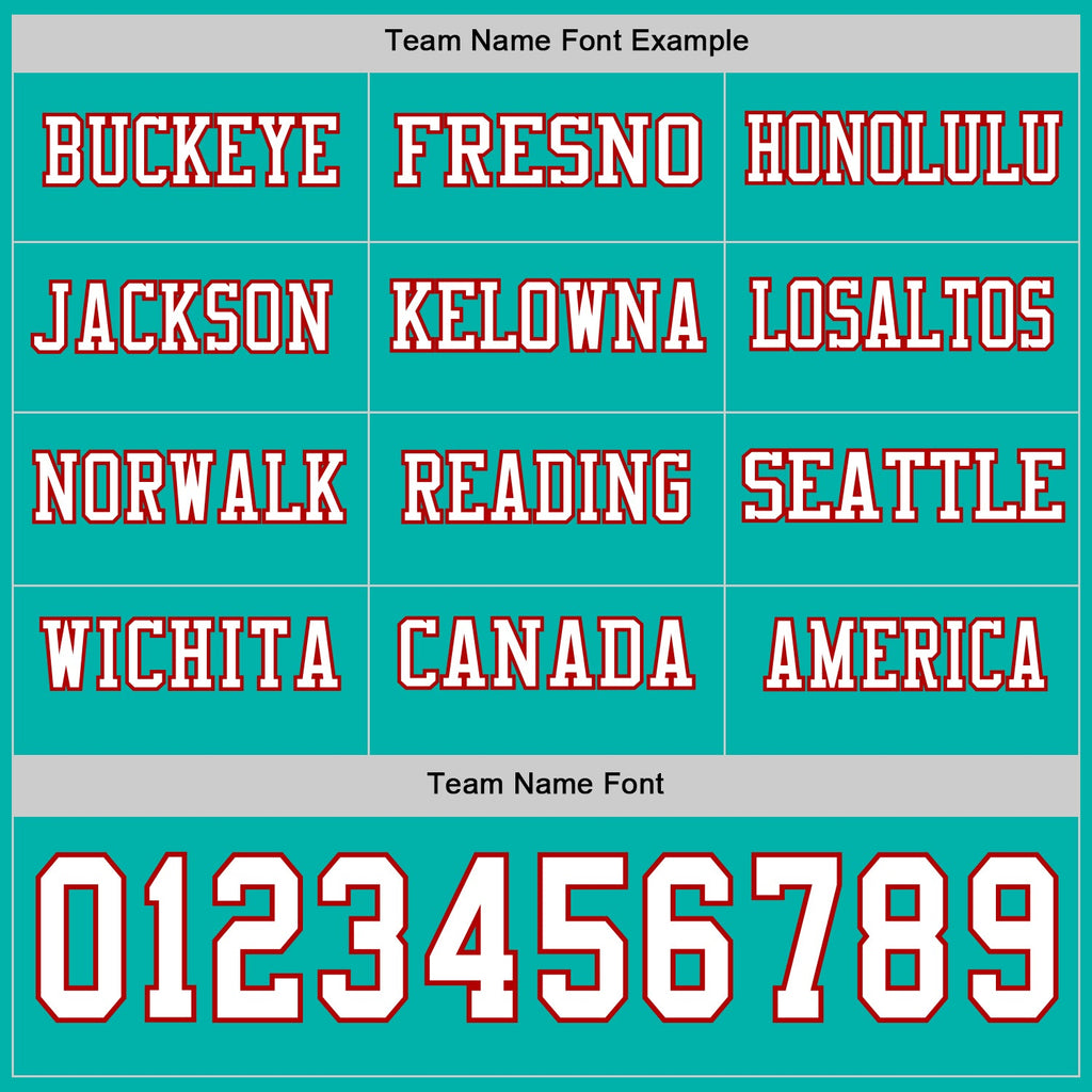 Custom Aqua White-Red Long Sleeve Authentic Football Jersey