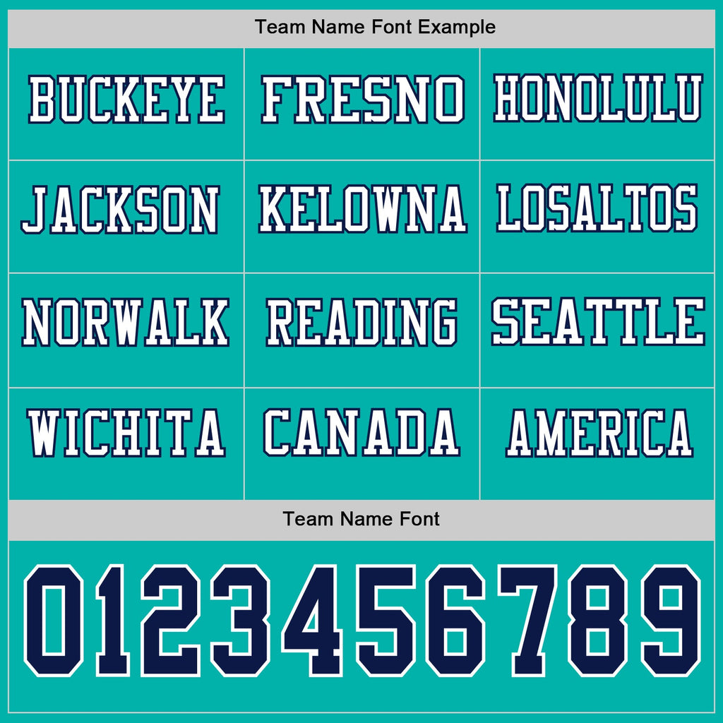 Custom Aqua Navy-White Long Sleeve Authentic Football Jersey