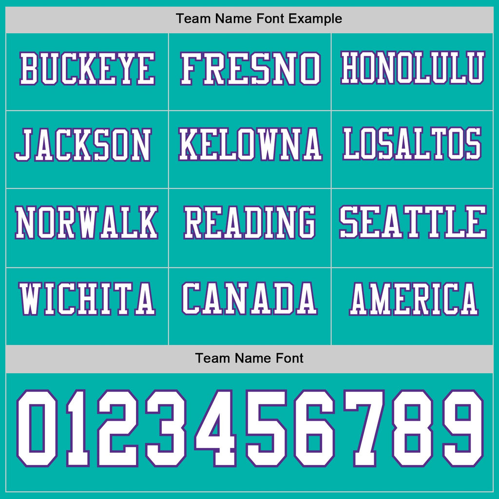 Custom Aqua White-Purple Long Sleeve Authentic Football Jersey