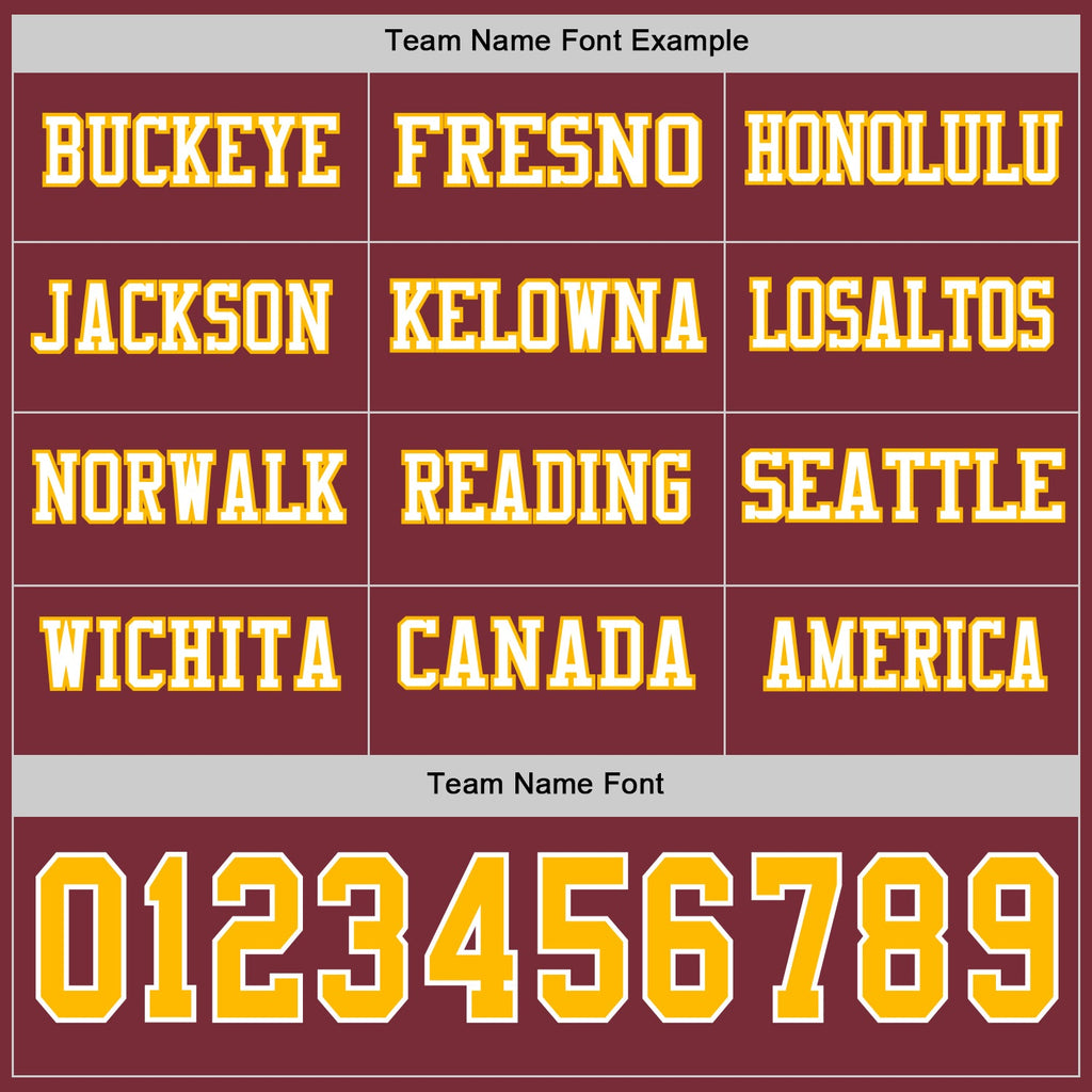 Custom Burgundy Gold-White Long Sleeve Authentic Football Jersey