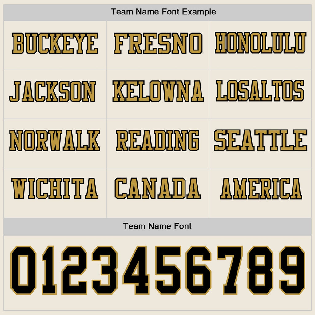 Custom Cream Black-Old Gold Long Sleeve Authentic Football Jersey