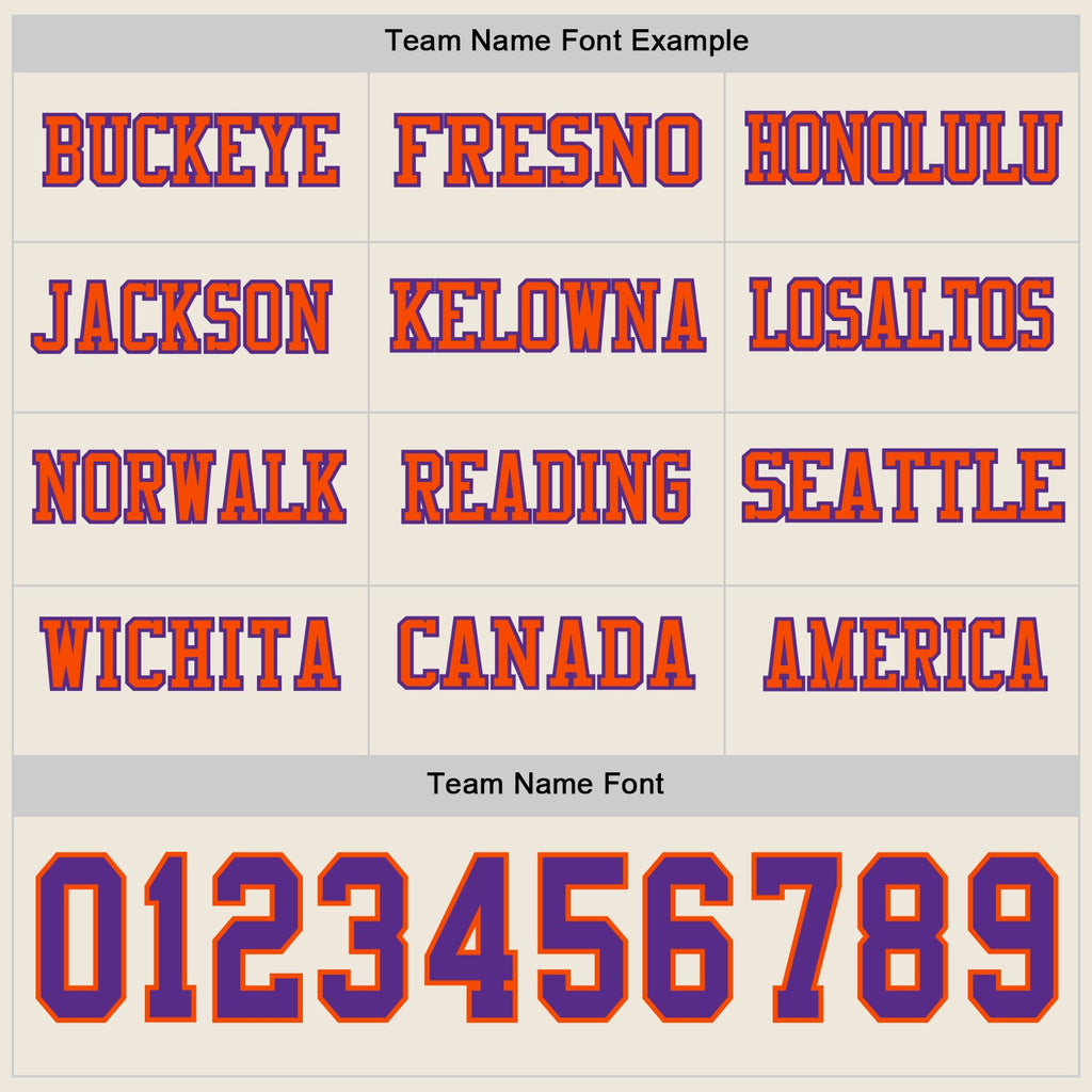Custom Cream Purple-Orange Long Sleeve Authentic Football Jersey