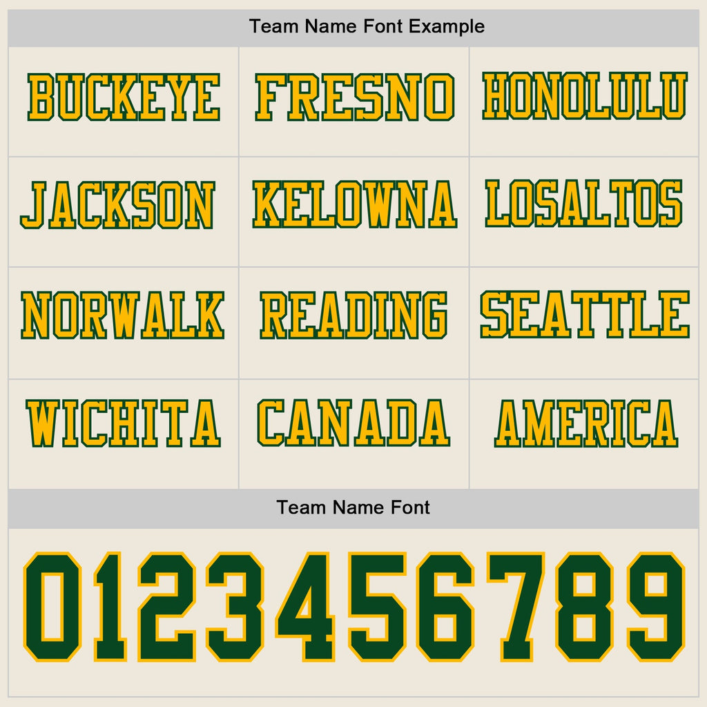 Custom Cream Green-Gold Long Sleeve Authentic Football Jersey