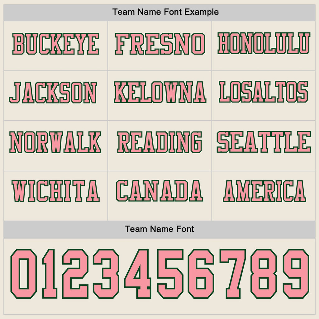 Custom Cream Medium Pink-Green Long Sleeve Authentic Football Jersey