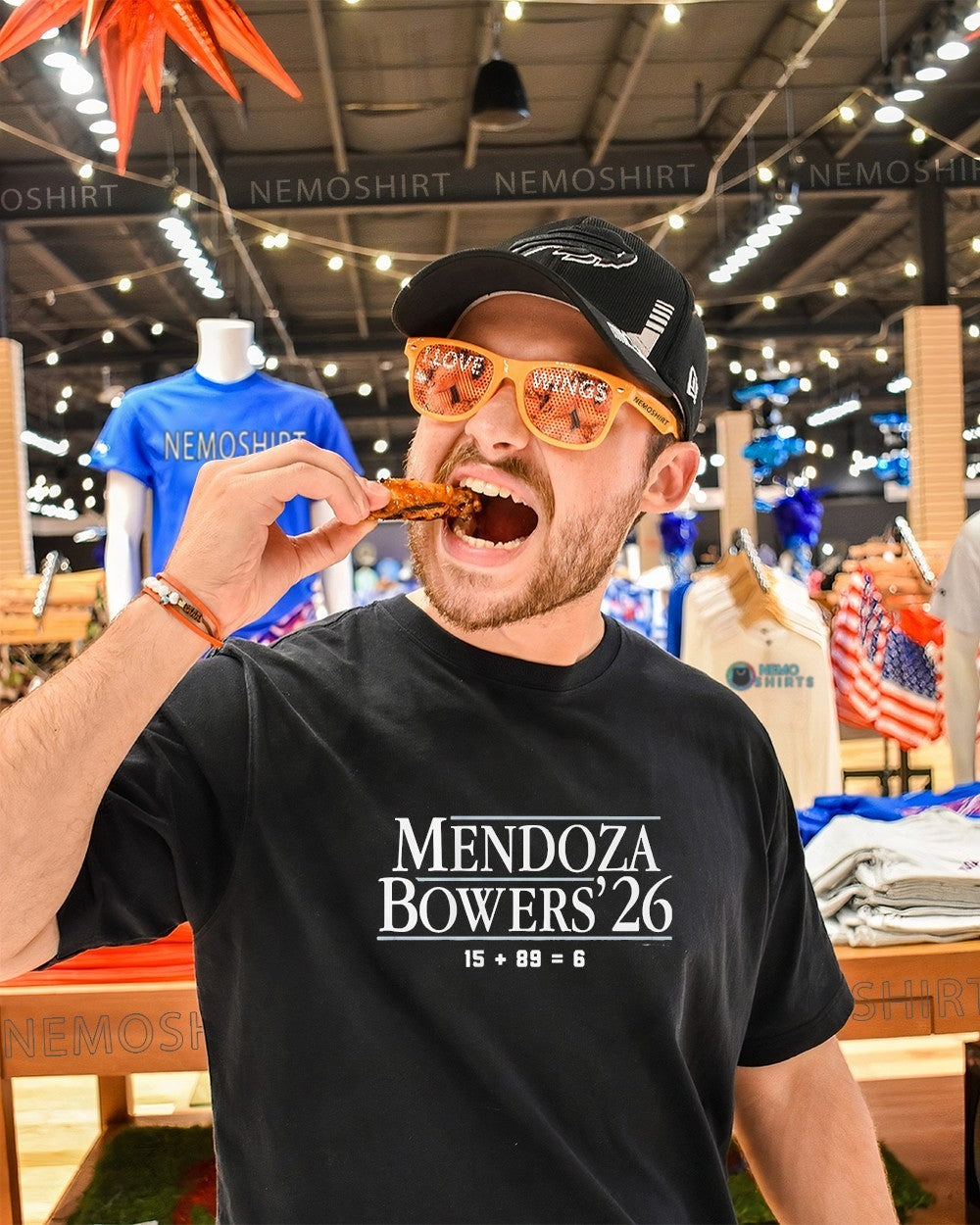 Mendoza and Bowers ’26 15 plus 89 equal 6 shirt
