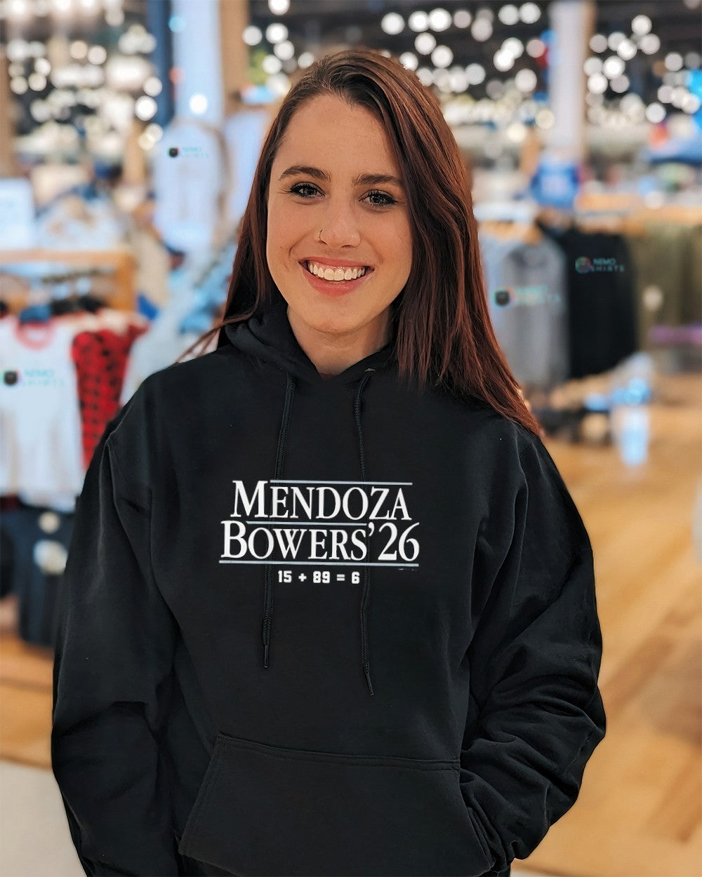 Mendoza and Bowers ’26 15 plus 89 equal 6 shirt