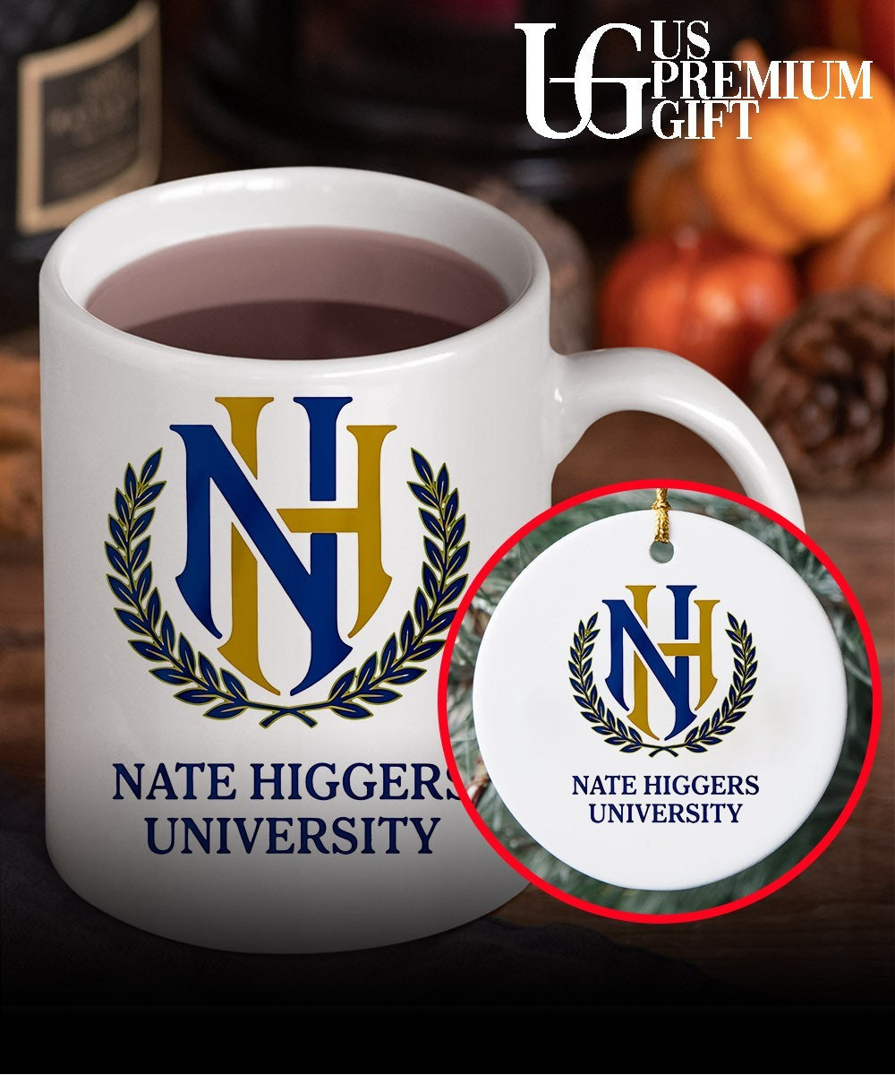Nate Higgers University logo shirt