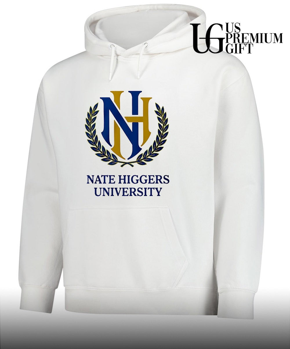 Nate Higgers University logo shirt