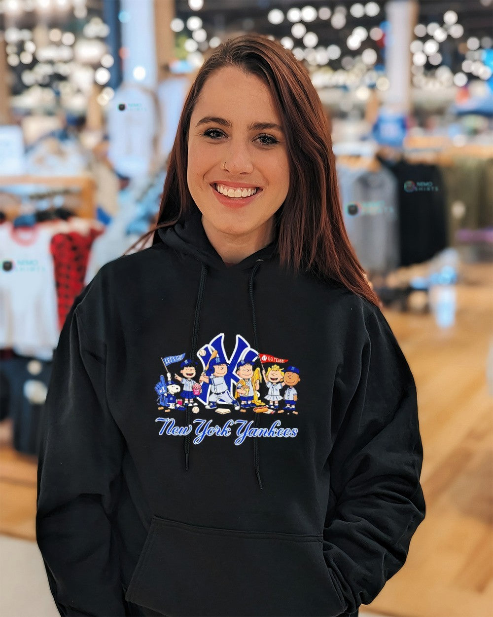New York Yankees Peanuts characters let’s go go team shirt