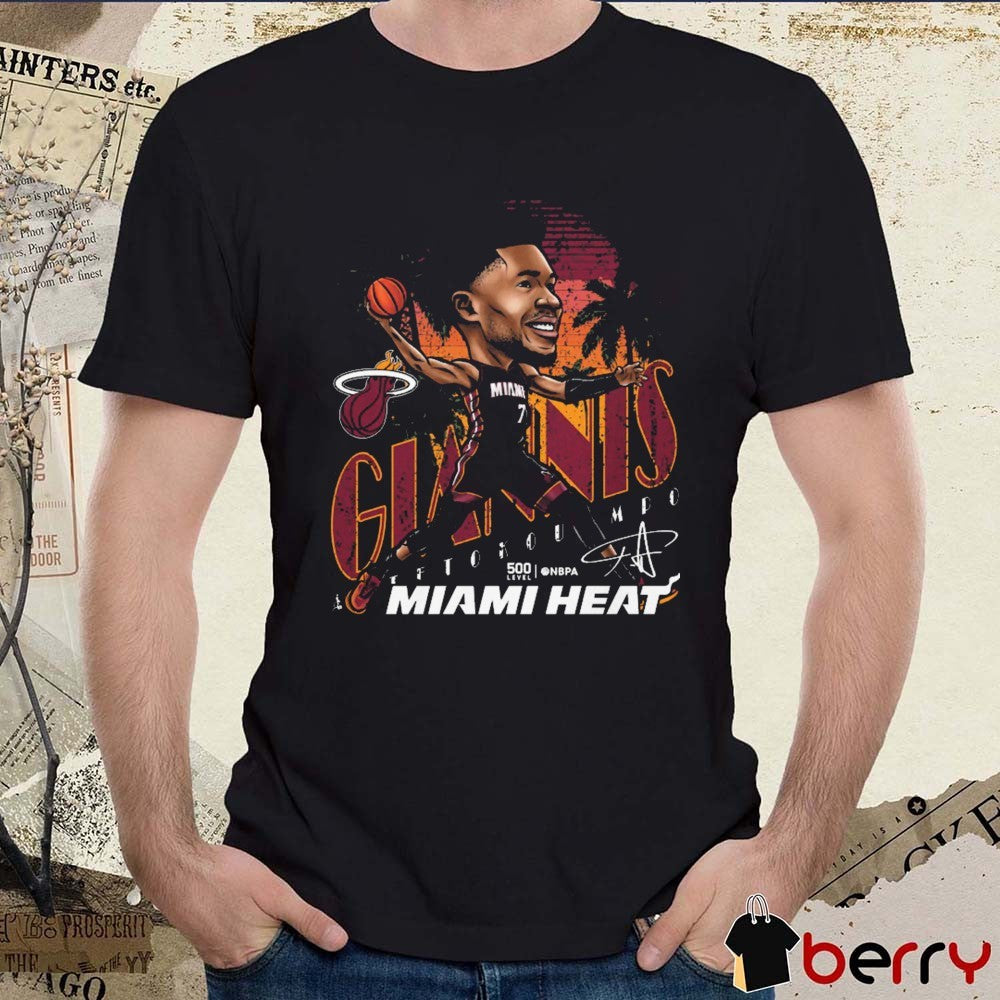 Giannis Antetokounmpo Miami Heat Basketball NBA 2026 Cartoon Signature t-shirt