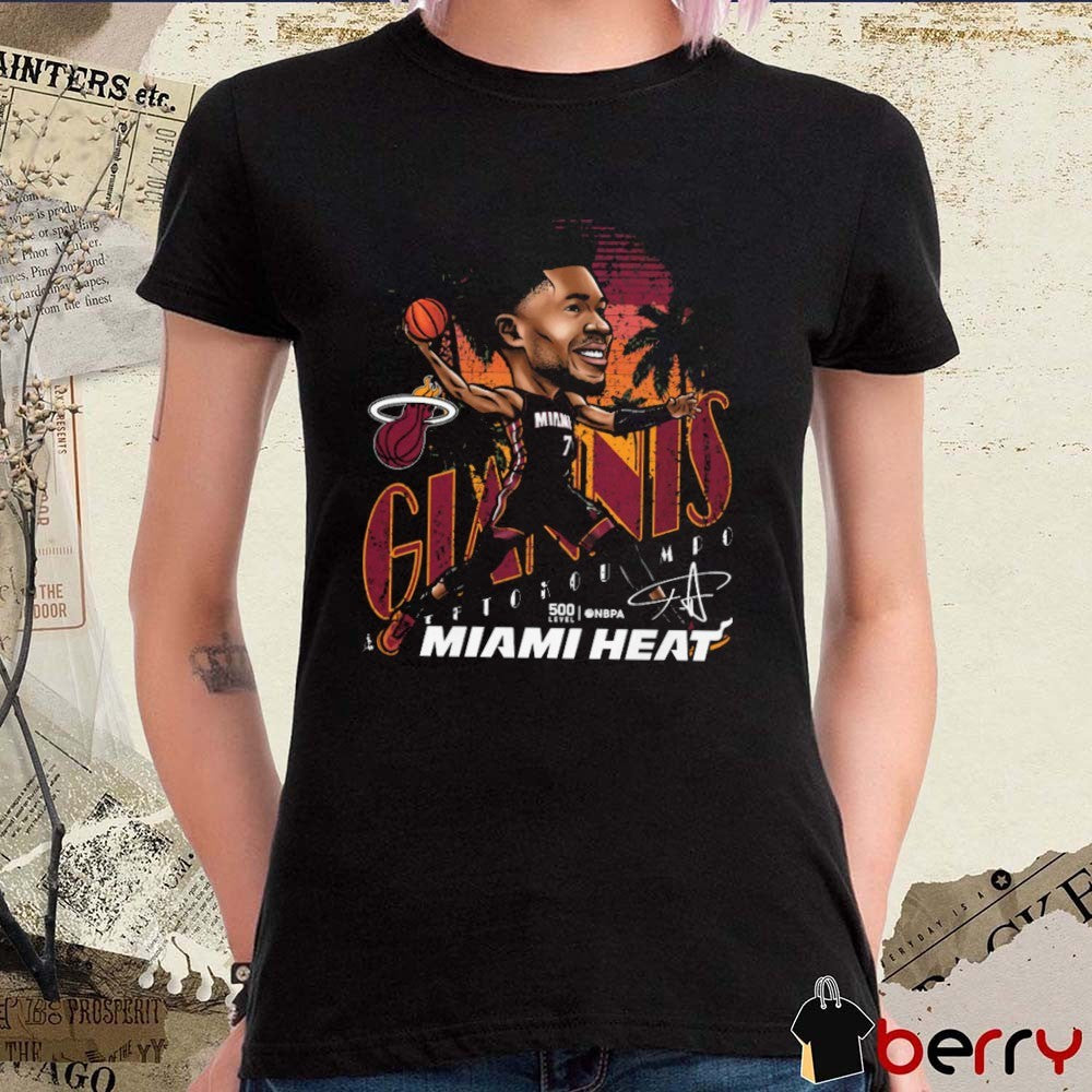 Giannis Antetokounmpo Miami Heat Basketball NBA 2026 Cartoon Signature t-shirt