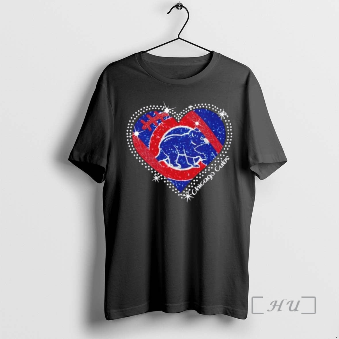 Officials Glitter Heart Chicago Cubs Baseball Logo
