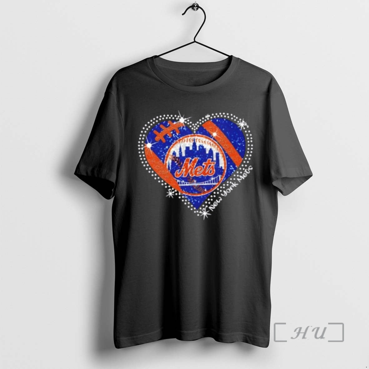 Officials Glitter Heart New York Mets Baseball Logo