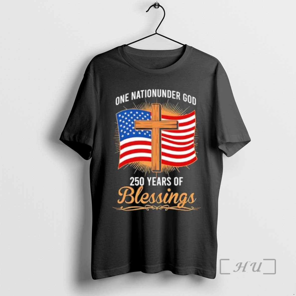Officials One Nation Under God 250 Years Of Blessings American Flag Graphic Premium T Shirts