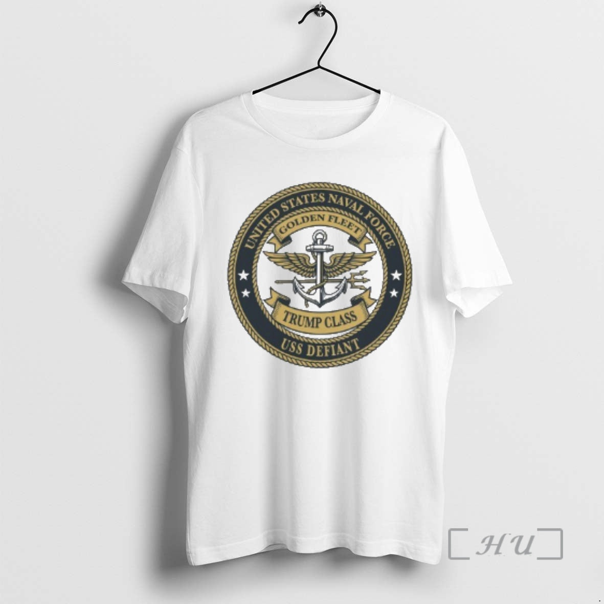 Officials United States Naval Force Golden Fleet Trump Class Uss Defiant Premium T Shirts Sweater