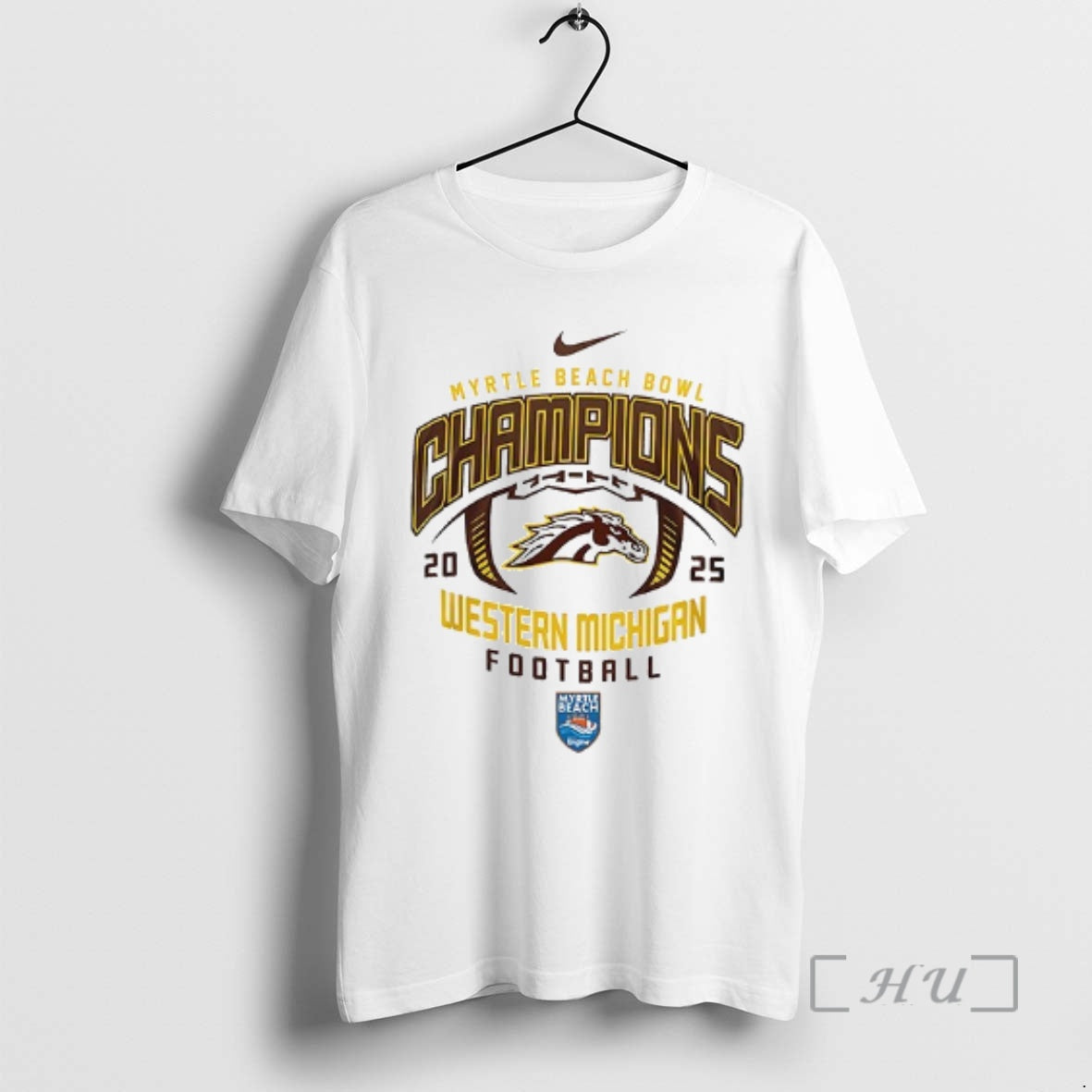 Officials Western Michigan Broncos Myrtle Beach Bowl Champions 2025 Mascot Double Sided Graphic Premium