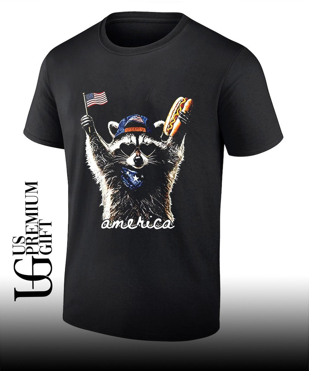 Raccoon Hot Dog America 4th Of July shirt