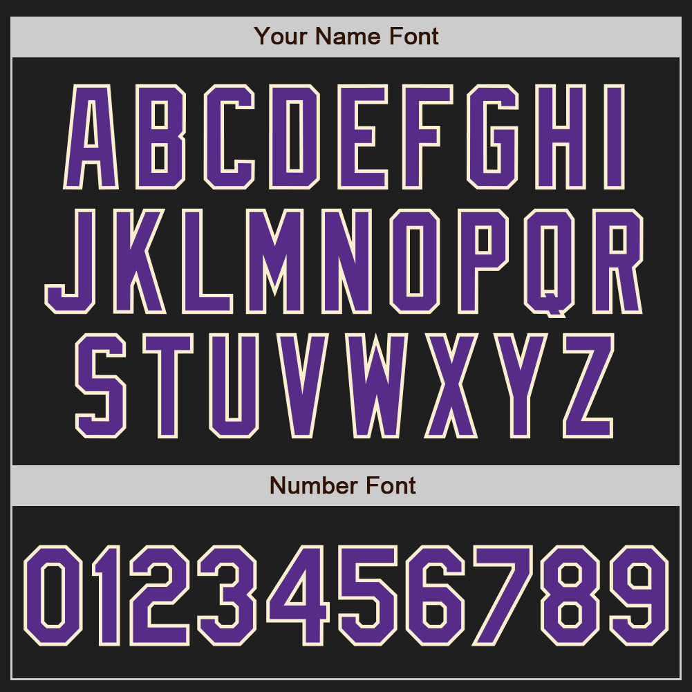 Custom Black Purple-Cream Authentic Raglan Sleeves Baseball Jersey