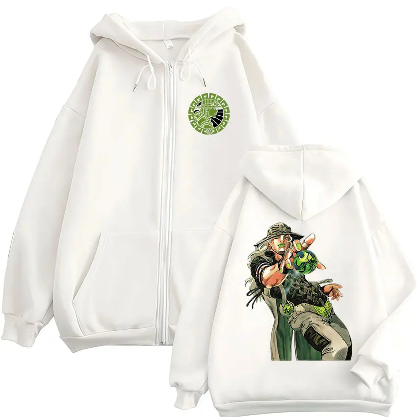 Anime JoJo Bizarre Adventure STEEL BALL RUN Gyro Zeppeli Zipper Hoodies