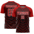 Custom Black Red-White Stars Sublimation Soccer Uniform Jersey