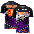 Custom Black Bay Orange-White Lines Sublimation Soccer Uniform Jersey