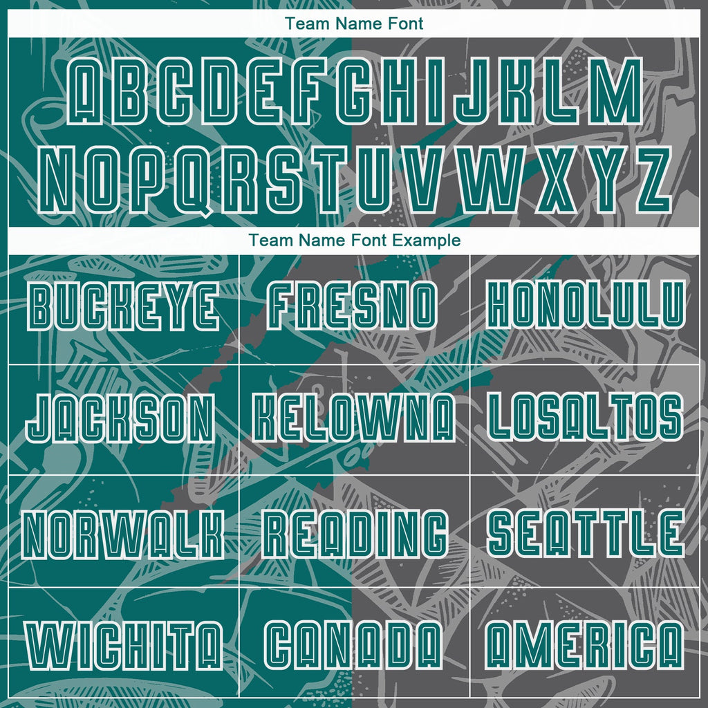 Custom Graffiti Pattern Teal-Steel Gray Scratch Sublimation Soccer Uniform Jersey