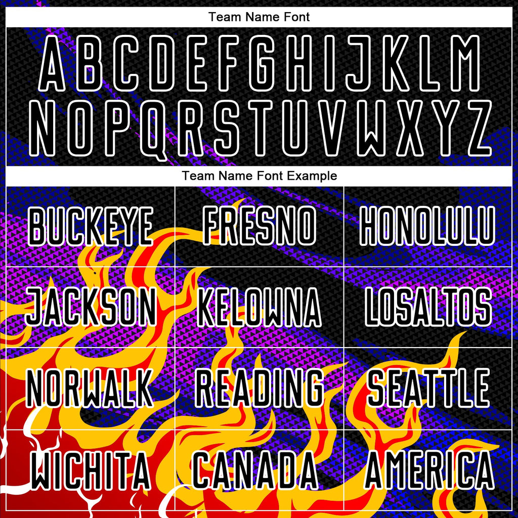 Custom Black Red-Purple Flame Sublimation Soccer Uniform Jersey