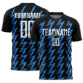 Custom Black White-Powder Blue Zigzag Shape Sublimation Soccer Uniform Jersey