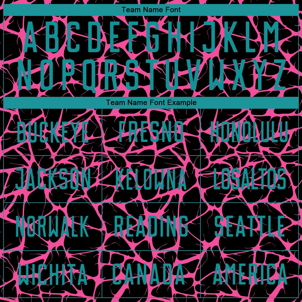 Custom Black Teal-Pink Abstract Network Splash Sublimation Soccer Uniform Jersey