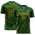 Custom Green Gold Lightning Sublimation Soccer Uniform Jersey