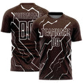 Custom Brown White Lightning Sublimation Soccer Uniform Jersey