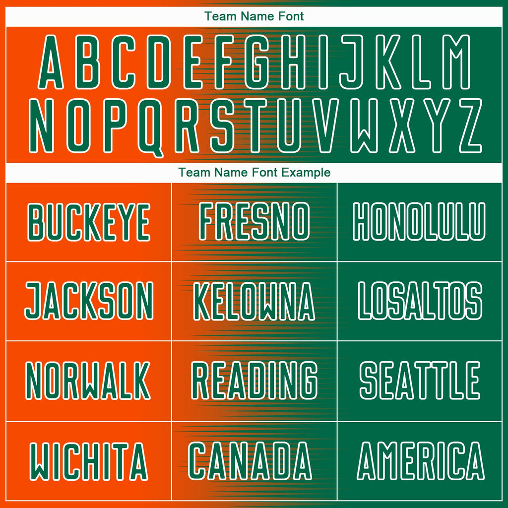 Custom Kelly Green Orange-White Gradient Line Sublimation Soccer Uniform Jersey