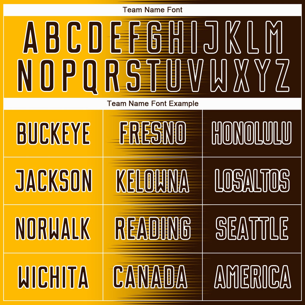 Custom Brown Gold-White Gradient Line Sublimation Soccer Uniform Jersey
