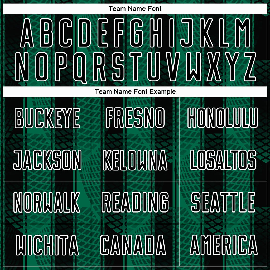 Custom Black Kelly Green-White Abstract Network Sublimation Soccer Uniform Jersey