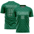 Custom Kelly Green White Waves Shape Sublimation Soccer Uniform Jersey