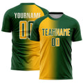 Custom Green Gold-Cream Sublimation Gradient Fashion Soccer Uniform Jersey