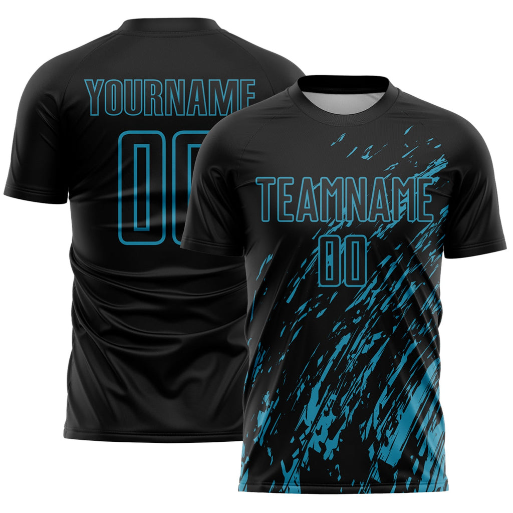 Custom Black Panther Blue Splash Sublimation Soccer Uniform Jersey