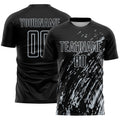Custom Black Silver Splash Sublimation Soccer Uniform Jersey