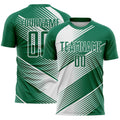 Custom Kelly Green White Line Sublimation Soccer Uniform Jersey