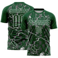 Custom Green White Lightning Sublimation Soccer Uniform Jersey