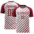 Custom Crimson White Lines Sublimation Soccer Uniform Jersey