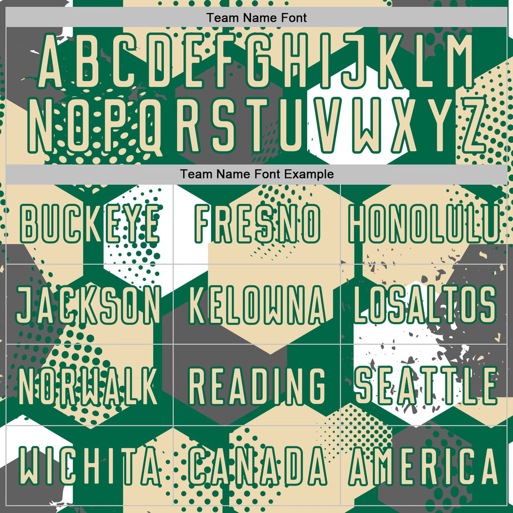 Custom Kelly Green Cream-White Geometric Shape Sublimation Soccer Uniform Jersey