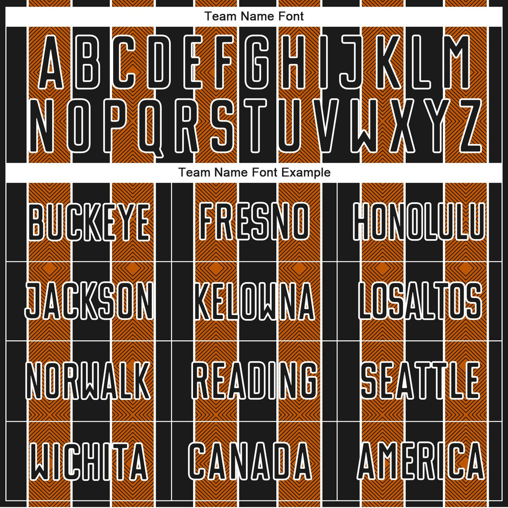 Custom Black Texas Orange-White Pinstripe Line Sports Sublimation Soccer Uniform Jersey